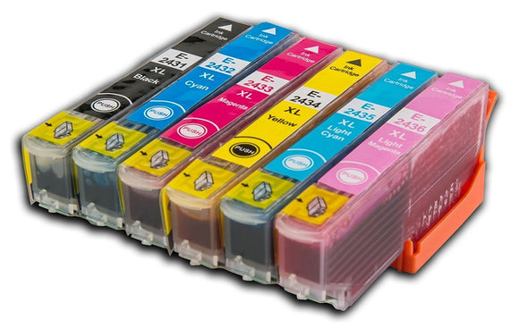6 Compatible Multipack Ink Cartridges, Replaces For Epson 24XL, T2438, NON-OEM