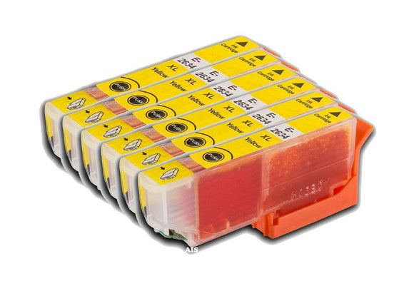 6 Compatible E26XL, Yellow Ink Cartridges, For Epson 26XL, T2634 NON-OEM
