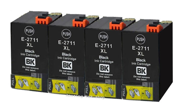 4 Compatible E27XL Black Ink Cartridge for Epson 27XL T2711, Non-OEM
