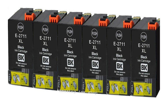 6 Compatible E27XL Black Ink Cartridge for Epson 27XL T2711, Non-OEM