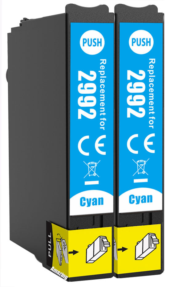 2 Compatible Cyan Ink Cartridge, Replaces For Epson 29XL, T2992, NON-OEM
