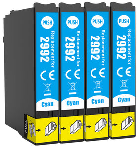 4 Compatible Cyan Ink Cartridge, Replaces For Epson 29XL, T2992, NON-OEM