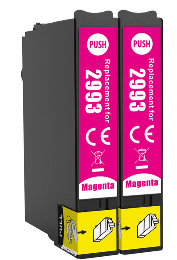 2 Compatible Magenta Ink Cartridge Replaces For Epson 29XL, T2993, NON-OEM