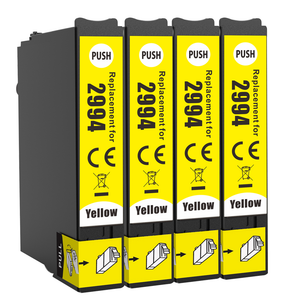 4 Compatible Yellow Ink Cartridges, Replaces For Epson 29XL, T2994, NON-OEM