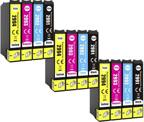 12 Compatible Ink Cartridges, Replaces For Epson 29XL, T2996, NON-OEM