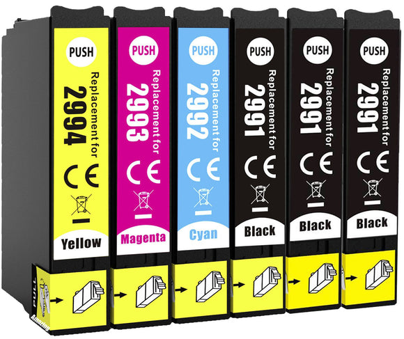 6 Compatible Ink Cartridges, For Epson 29XL, T2991 T2996 Plus Extra Black NON-OEM