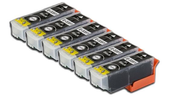6 Compatible E33XL Black Ink Cartridges, Replaces For Epson 33XL, T3351, NON-OEM
