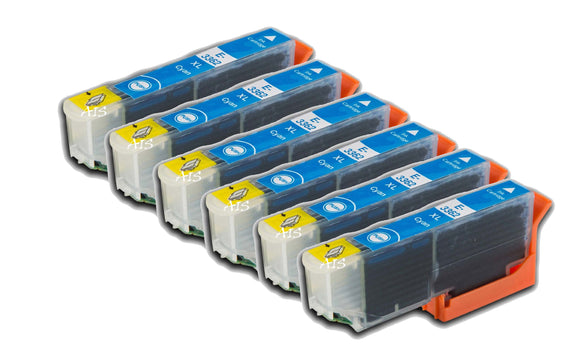 6 Compatible E33XL, Cyan Ink Cartridges, For Epson 33XL, T3362, NON-OEM