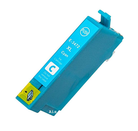 1 Compatible E34XL Cyan Ink Cartridge, For Epson 34XL, T3472, NON-OEM