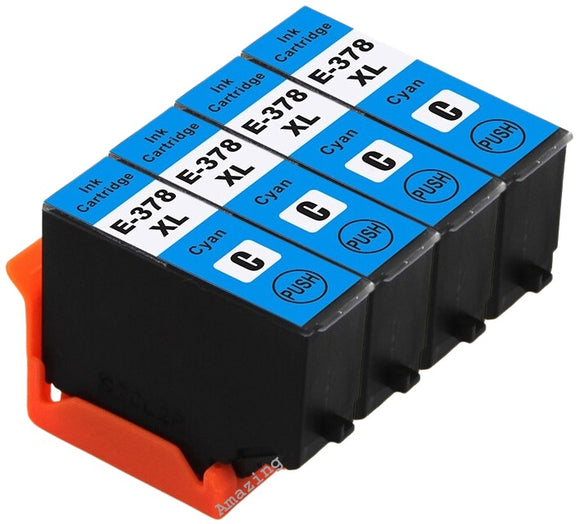 4 Compatible Cyan Ink Cartridge, For Epson 378XL, T3792, NON-OEM