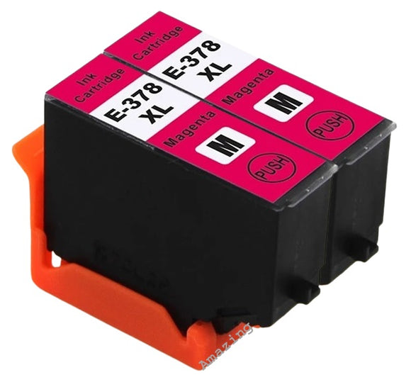 2 Compatible Magenta Ink Cartridge, For Epson 378XL, T3793, NON-OEM