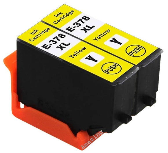 2 Compatible Yellow Ink Cartridges, For Epson 378XL, T3794, NON-OEM