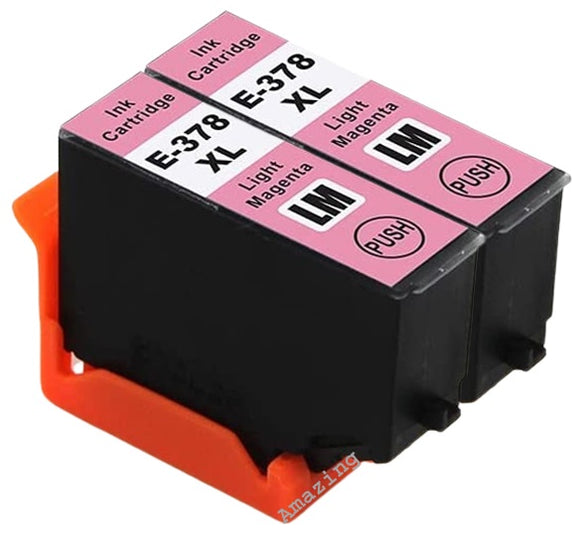 2 Compatible Light Magenta Ink Cartridge, For Epson 378XL, T3796, NON-OEM