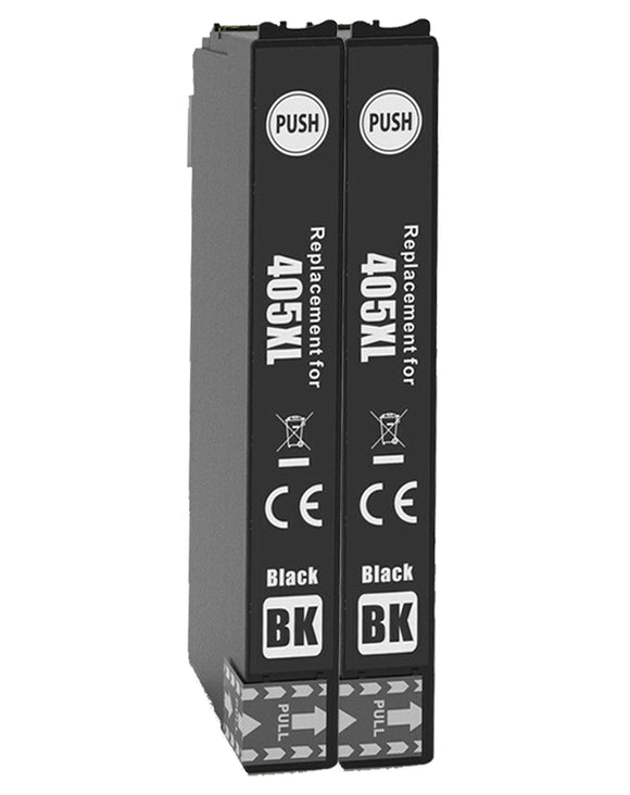 2 Compatible Black Ink Cartridges, Replaces For Epson 405XL, T05H1, NONOEM