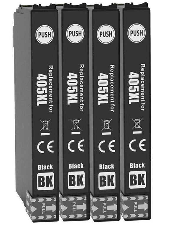 4 Compatible Black Ink Cartridges, Replaces For Epson 405XL, T05H1, NONOEM