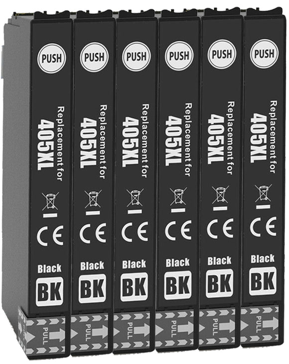 6 Compatible Black Ink Cartridges, Replaces For Epson 405XL, T05H1, NONOEM