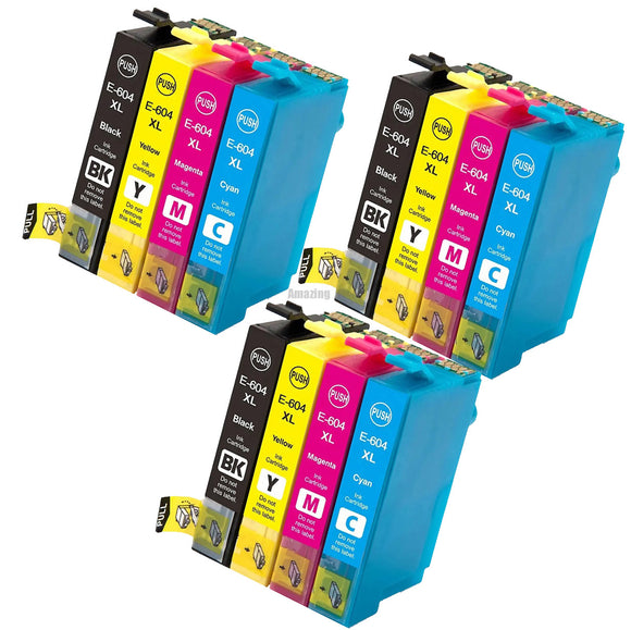 12 Compatible Ink Cartridges, Use For Epson 604XL, T10H6, NON-OEM