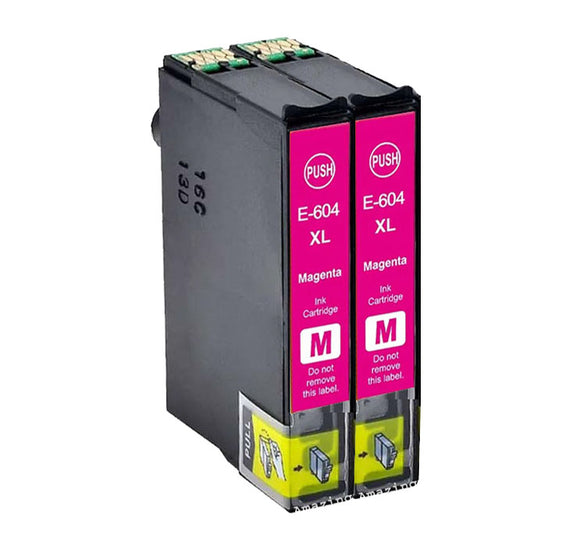 2 Compatible Magenta Ink Cartridge, Replaces For Epson 604XL, T10H3, NON-OEM