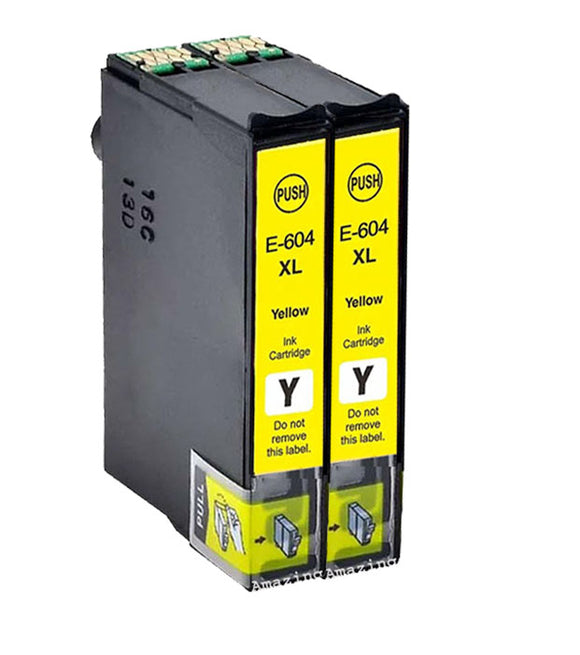 2 Compatible Yellow Ink Cartridge, Replaces For Epson 604XL, T10H4, NON-OEM