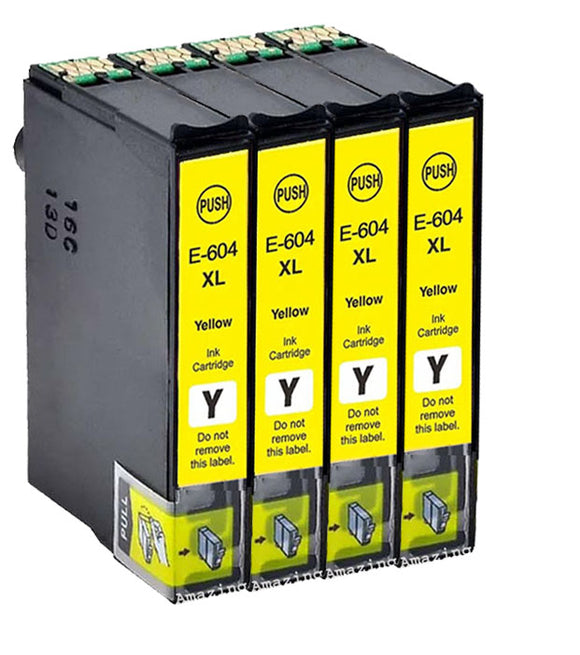4 Compatible Yellow Ink Cartridge, Replaces For Epson 604XL, T10H4, NON-OEM