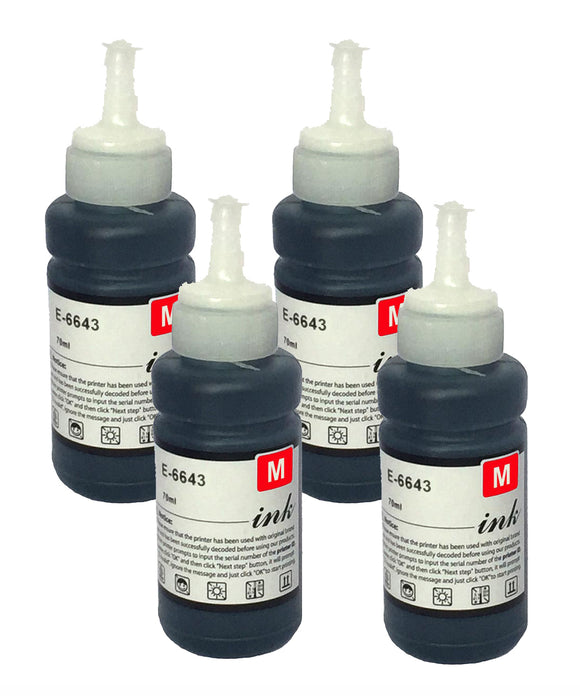4 Magenta ink Bottle cartridge, Replaces For EcoTank 664, T6643, NONOEM