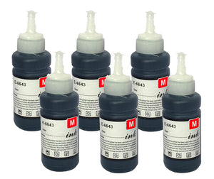 6 Magenta ink Bottle, Replaces For Epson EcoTank 664, T6643, NONOEM