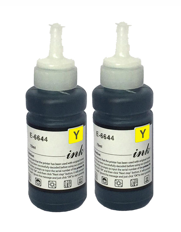 2 Compatible Yellow ink Bottle, Replaces For Epson EcoTank 664, T6644, NONOEM