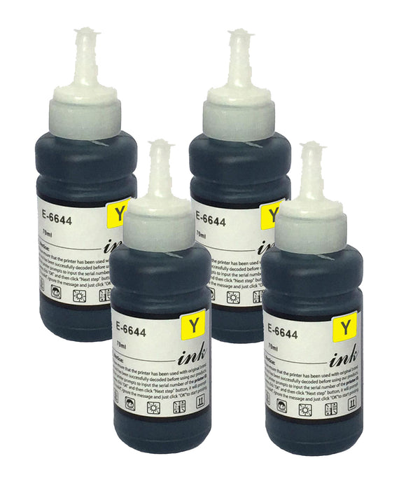 4 Compatible Yellow ink Bottle, Replaces For Epson EcoTank 664, T6644, NONOEM