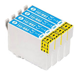 4 Compatible Cyan Ink Cartridges, Replaces For Epson T0712, T0892, NON-OEM