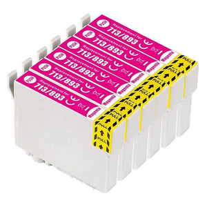 6 Compatible Magenta Ink Cartridges, Replaces For Epson T0713, T0893, NON-OEM