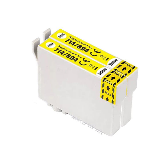2 Compatible 714, Yellow Ink Cartridges, Replaces For Epson T0714, T0894, NON-OEM