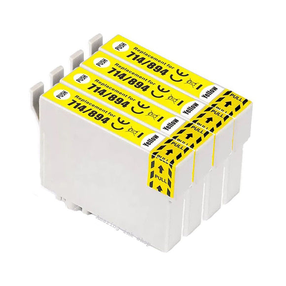 4 Compatible 714, Yellow Ink Cartridges, Replaces For Epson T0714, T0894, NON-OEM