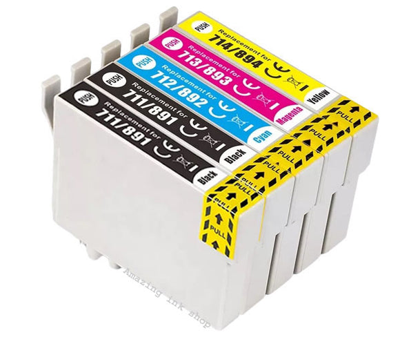 5 Compatible Multipack Ink Cartridges, Replaces For Epson T0715 T0895, NON-OEM