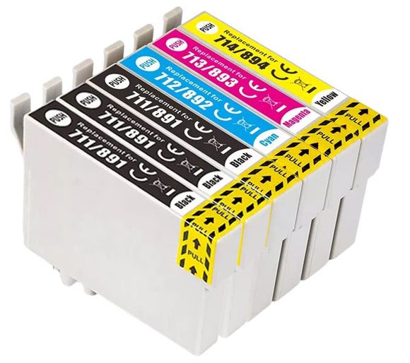 6 Compatible Multipack Ink Cartridges, Replaces For Epson T0715 T0895, NON-OEM