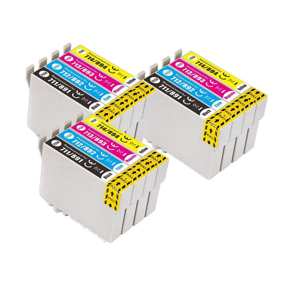 12 Compatible Multipack Ink Cartridges, Replaces For Epson T0715, T0895, NON-OEM