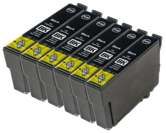6 Compatible E801 Black Ink jet Printer Cartridges, Replaces For T0801 TO801, NON-OEM