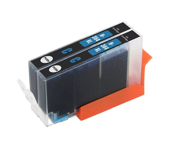 2 Compatible Cyan Ink Cartridge, Replaces For HP 364XL, CB323EE NON-OEM