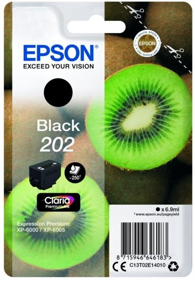 Genuine Epson 202, Kiwi Black Ink Cartridge, Epson 202, T02E1, C13T02E14010