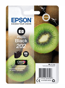 Genuine Epson 202, Kiwi Photo Black Ink Cartridge, T02F1, C13T02F14010