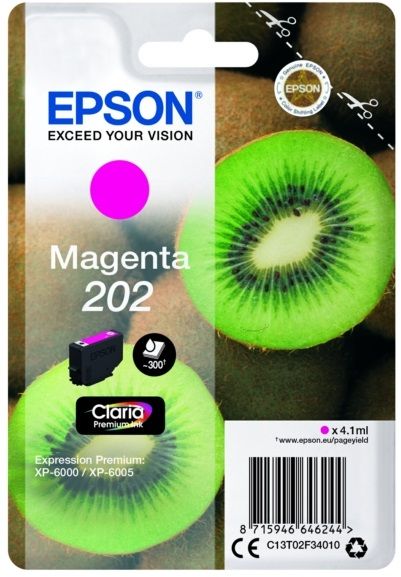 Genuine Epson 202, Kiwi Magenta Ink Cartridge, T02F3, C13T02F34010