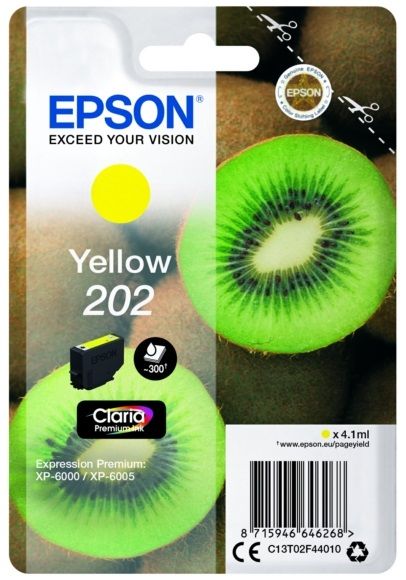 Genuine Epson 202, Kiwi Yellow Ink Cartridge, T02F4, C13T02F44010
