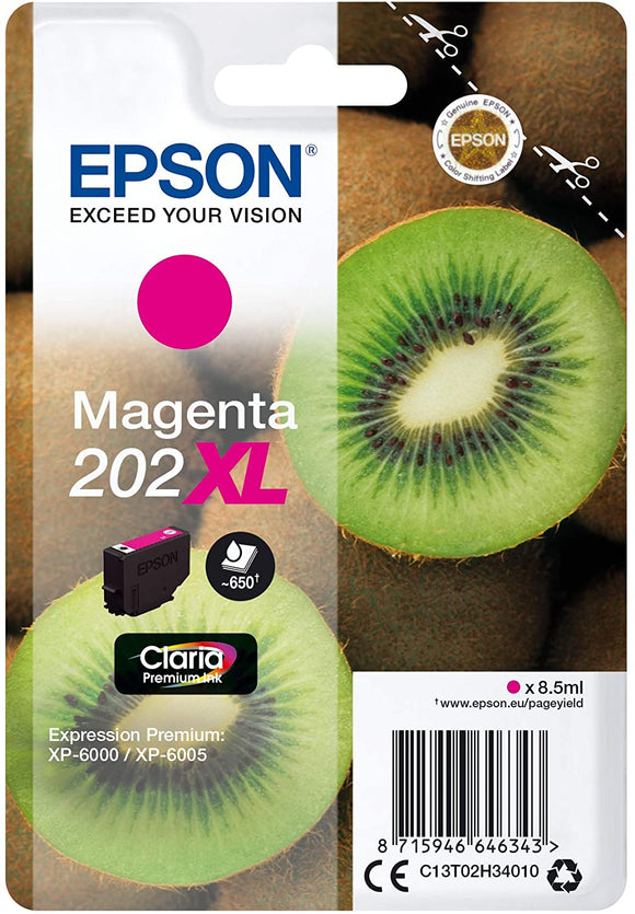 Genuine Epson 202XL, Kiwi Magenta Ink Cartridge, T02H3, C13T02H34010