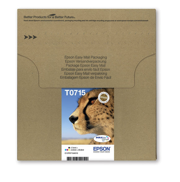 Genuine Epson T0715, Multipack Cheetah DuraBrite Ultra Ink Cartridge, T07154511