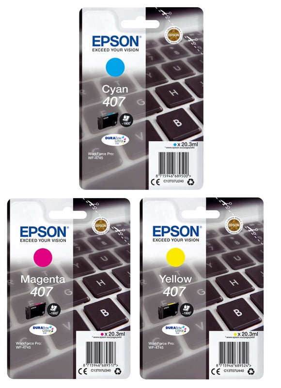 Genuine Epson 407, Keyboard Multipack Ink Cartridges, T07U5, C13T07U540