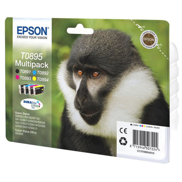 Genuine Epson T0895, Monkey Multipack Ink Cartridges, TO895, C13T08954010