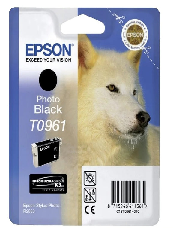 Genuine Epson T0961, Husky Photo Black Ink Cartridge, T096140, C13T09614010