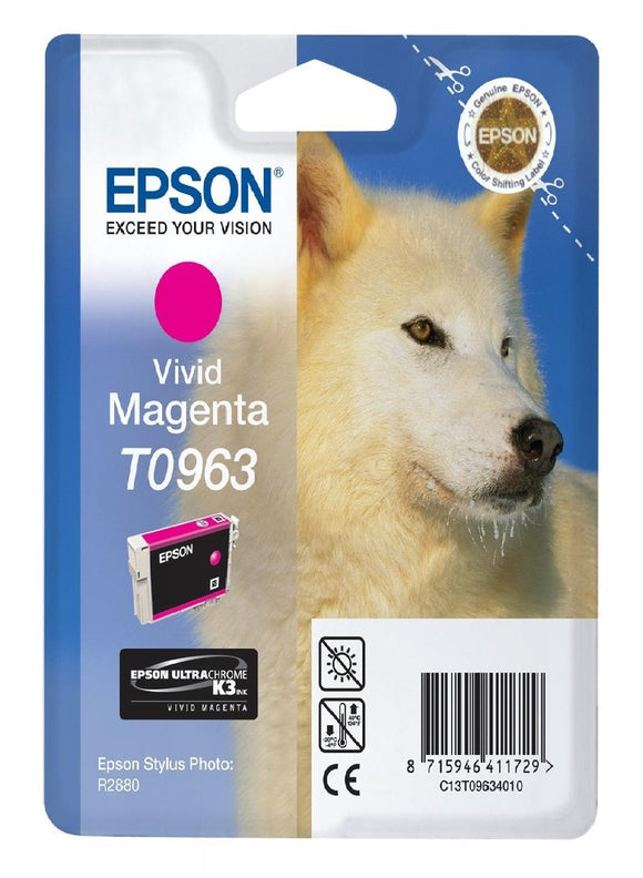 Genuine Epson T0963, Husky Vivid Magenta Ink Cartridge, T096340, C13T09634010