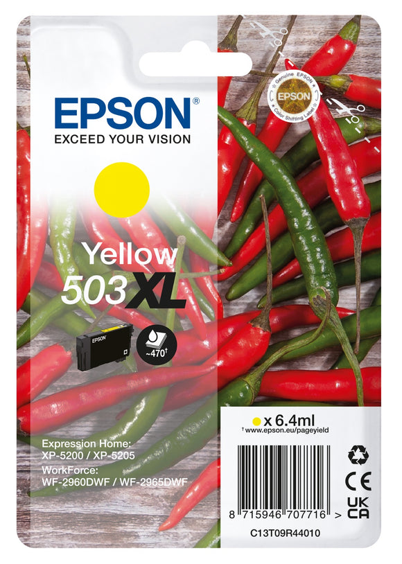 Genuine Epson 503XL, Chillies Yellow Ink Cartridges, T09R4, C13T09R44010
