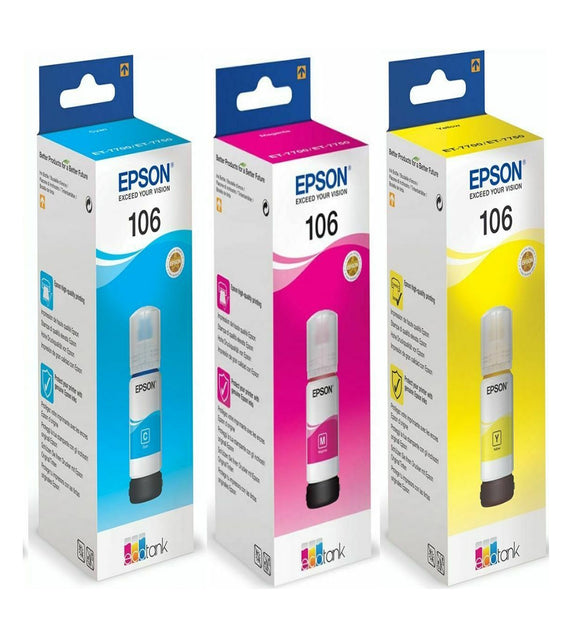 Genuine Epson Multipack 106, EcoTank ink Bottle, T00R2, T00R3, T00R4
