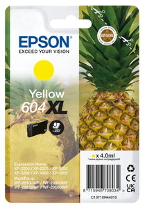 Genuine Epson 604XL, Pineapple Yellow Ink Cartridge, T10H4, C13T10H44010
